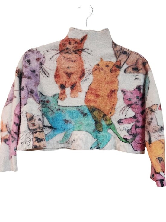 Anthropologie Sweaters - Anthropologie Pilcro 100% Cashmere Cropped 3/4 Sleeve Cat Sweater Womens Size XS